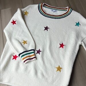Oversized Rainbow Star Pattern Sweater